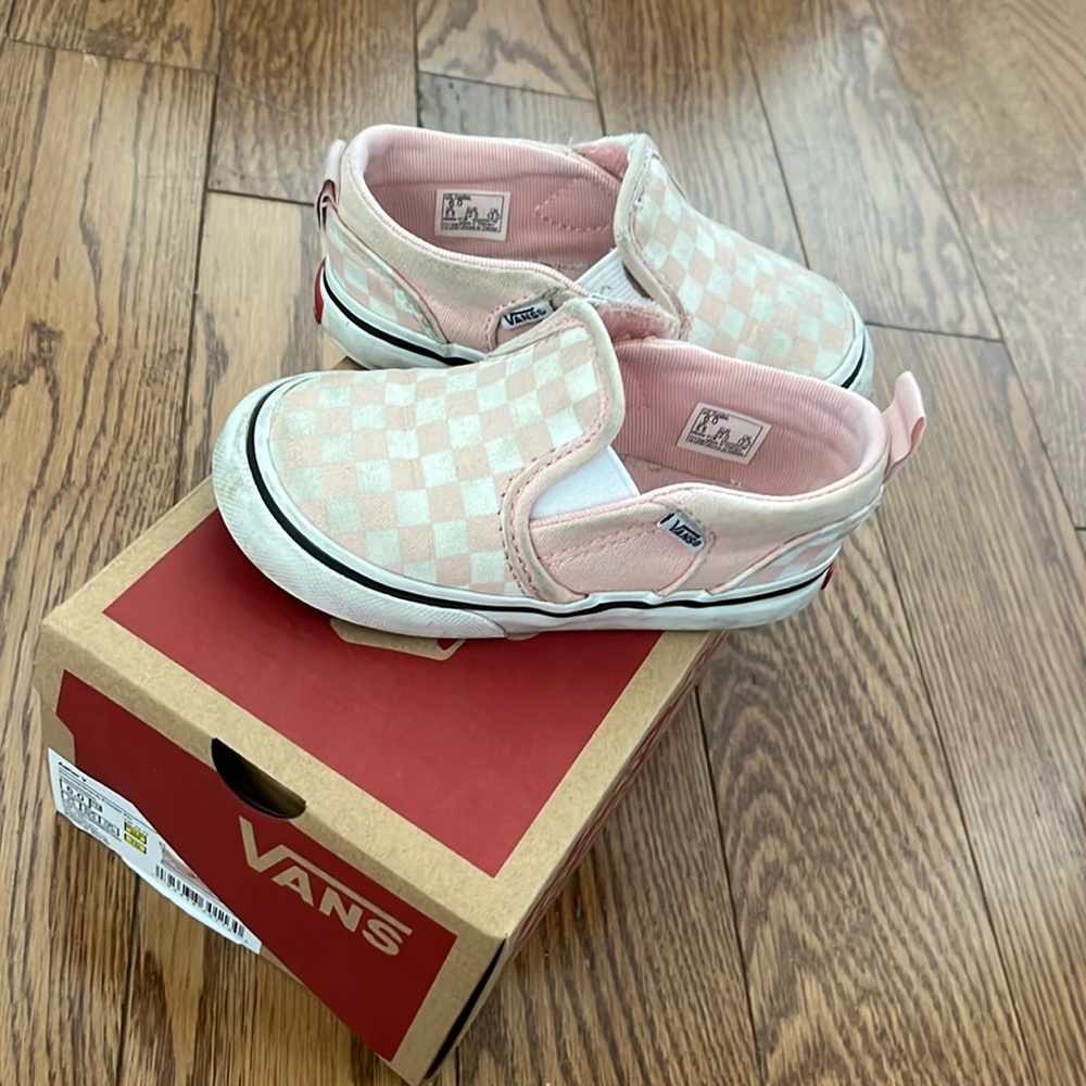 Vans size 6 toddler checkered slip on